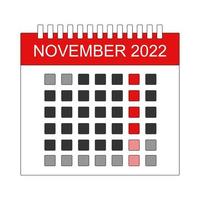 Monthly November 2022 Calender Vector Design