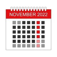 Monthly November 2022 Calender Vector Design