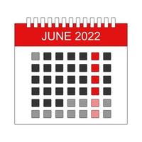 diseño de vector de calendario mensual de junio de 2022