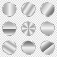 Luxury silver circle button. Silver circle. Realistic metal button. Vector illustration