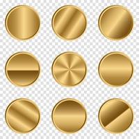 Luxury gold circle button. Gold circle. Realistic metal button. Vector illustration