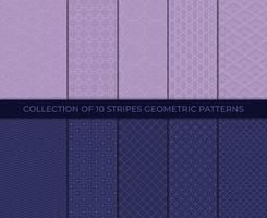 Collection of geometric minimalistic patterns. Linear ornament decoration. Simple striped textures. Vector illustration