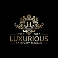 Floral Heraldic Luxury circle Logo template in vector for Restaurant, Royalty, Boutique, Cafe, Hotel, Jewelry, Fashion and other vector illustration