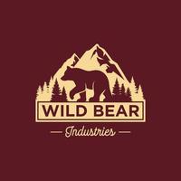 Vintage Bear Logo Design Vector Template