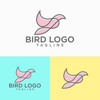 Bird Logo Abstract Line art Outline Design Vector Template