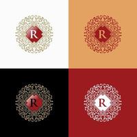 plantilla de logotipo de círculo de lujo heráldico floral en vector para restaurante, realeza, boutique, cafetería, hotel, joyería, moda y otras ilustraciones de vectores