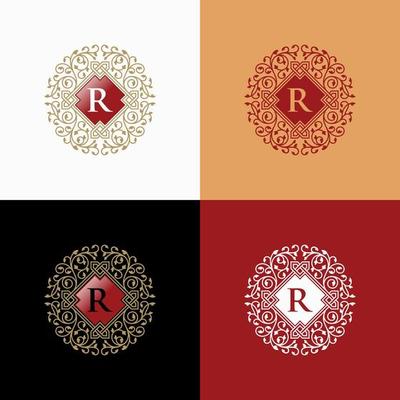 Floral Heraldic Luxury circle Logo template in vector for Restaurant, Royalty, Boutique, Cafe, Hotel, Jewelry, Fashion and other vector illustration