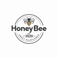 vintage honey bee logo template vector illustration