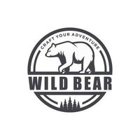 plantilla de vector de diseño de logotipo de oso vintage