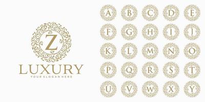 Floral Heraldic Luxury circle Logo template in vector for Restaurant, Royalty, Boutique, Cafe, Hotel, Jewelry, Fashion and other vector illustration