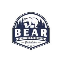 plantilla de vector de diseño de logotipo de oso vintage