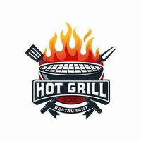 Hot Grill Logo Design Vector Template