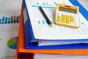 Stack of binder file folder on table in business modern office photo