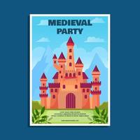 plantilla de póster de fiesta medieval vector