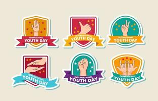 International Youth Day Badge Collection vector