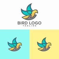 Bird Logo Abstract Line art Outline Design Vector Template