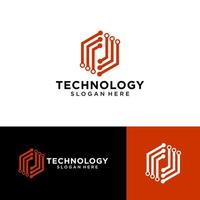 Modern Hexagon tech logo designs concept vector, Hexa Technology logo template vector