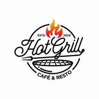 Hot Grill Logo Design Vector Template