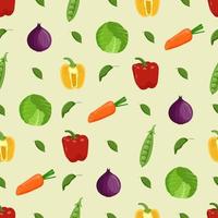 patrón sin costuras de verduras. comida vegetariana, concepto de alimentación saludable. ilustración vectorial plana vector