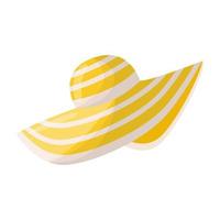 Beautiful women's summer hat. Stylish summer female headwear. A fashion accessory for a vacation at sea in hot countries. Flat vector illustration