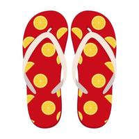 Pair of beach slippers. Summer flip flops. Flat vector illustration.