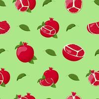 Cute pomegranate seamless pattern. Flat vector illustration.