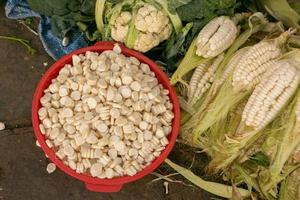 Fresh fruits and vegetables at the local market in Lima, Peru. Market vegetables sold by local farmers. photo