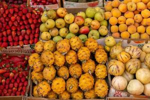 Fresh fruits and vegetables at the local market in Lima, Peru. Market vegetables sold by local farmers. photo