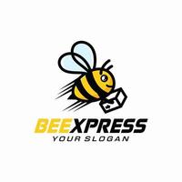 vector de icono de logotipo de abejas voladoras de paquete exprés de entrega rápida