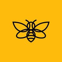 Bee Logo design vector template linear style. Outline icon. Creative Hard work Hive Logotype concept