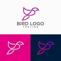 Bird Logo Abstract Line art Outline Design Vector Template