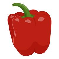 Cute red pepper isolated on white background. Flat vector illustration.