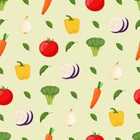 Vegetables seamless pattern. Vegetarian food, healthy eating concept. Flat vector illustration
