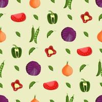 Vegetables seamless pattern. Vegetarian food, healthy eating concept. Flat vector illustration