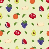 Fruits seamless pattern. Vegetarian food, healthy eating concept. Flat vector illustration.