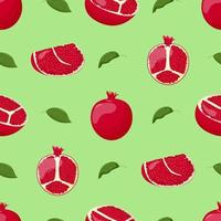 Cute pomegranate seamless pattern. Flat vector illustration.