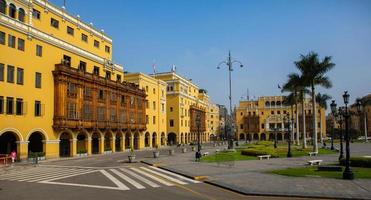 Beautiful colonial buildings and streets in the Peruvian capital, Lima Editorial photo. photo