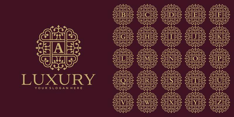 Floral Heraldic Luxury circle Logo template in vector for Restaurant, Royalty, Boutique, Cafe, Hotel, Jewelry, Fashion and other vector illustration