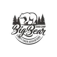 Vintage Bear Logo Design Vector Template