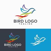 Bird Logo Abstract Line art Outline Design Vector Template