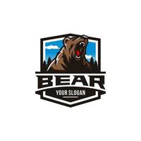 Modern professional grizzly bear logo for a sport team vector