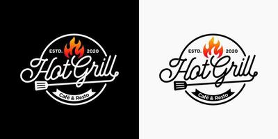 Hot Grill Logo Design Vector Template