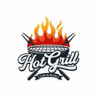 Hot Grill Logo Design Vector Template