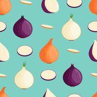 Cute onion seamless pattern. Flat vector illustration.