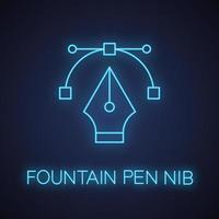 Fountain pen nib neon light icon. Drawing glowing sign. Computer pen tool. Vector isolated illustration