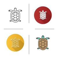 Tortoise icon. Flat design, linear and color styles. Turtle. Isolated vector illustrations