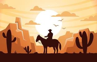 Wild West with Cowboy Silhouette Background vector