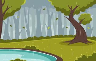 Rainy Weather in Nature Scenery Background vector