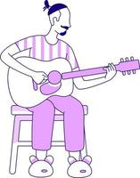 Man playing guitar semi flat color vector character