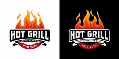 Hot Grill Logo Design Vector Template